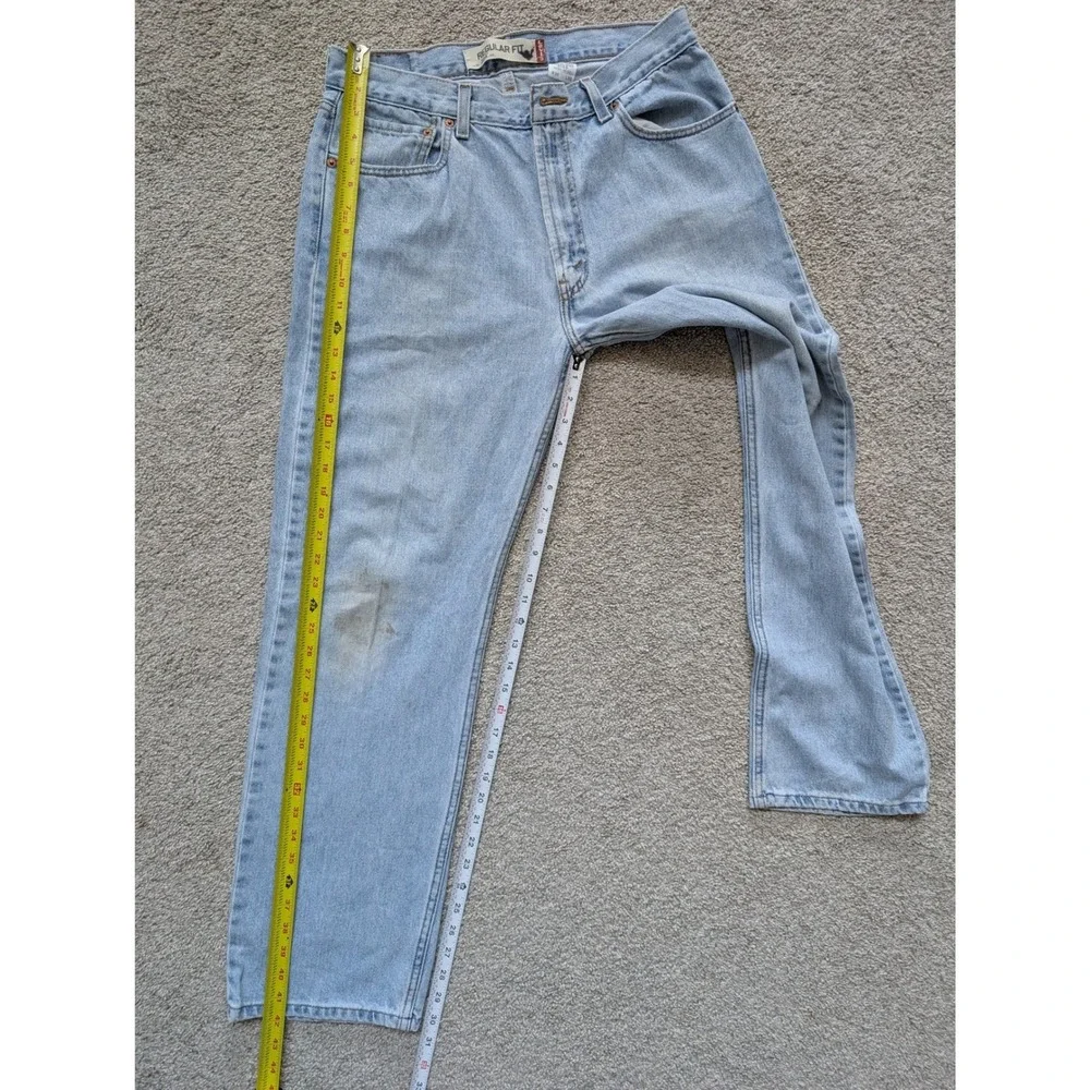 Levi's 505 Regular Fit Jeans Mens 36x32 Cotton Light Blue Faded Distressed Y2K